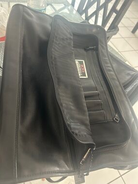 Tumi Black Leather Laptop Briefcase with Front Organizer